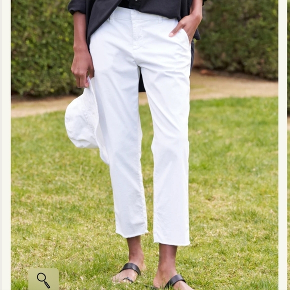 Frank & Eileen Wicklow Italian Chino White Cotton Raw Hem...